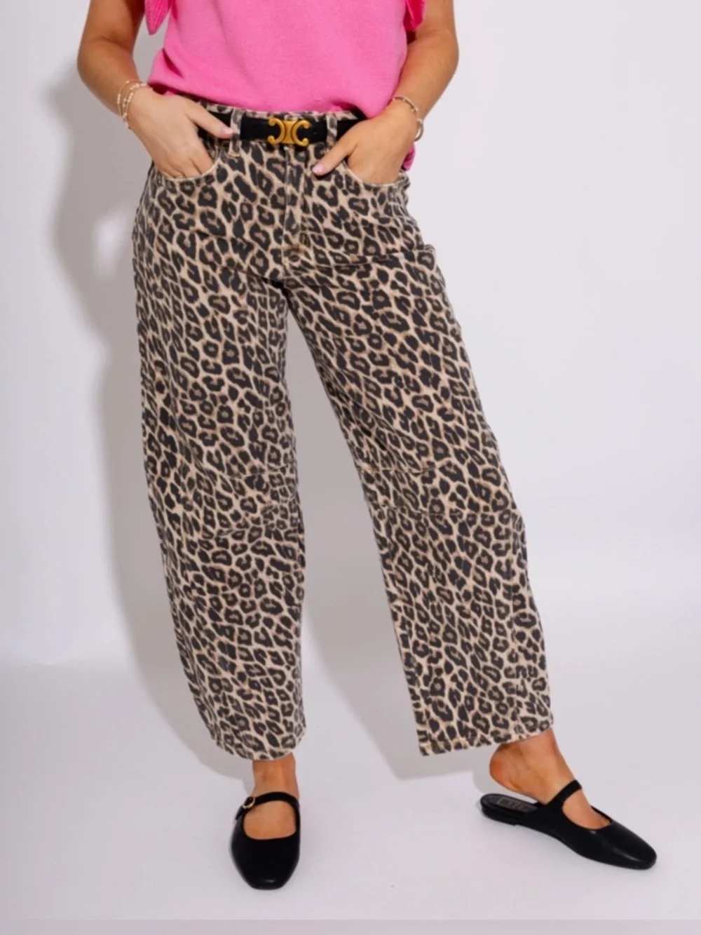 Vervet Kate  Leopard Print Barrel Leg Jeans animal size 26 NWT high rise - Picture 3 of 12